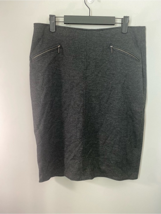 Virtue Dresses & Skirts - Classic Dark Gray Pencil Skirt with Zip Accent - Women